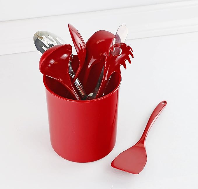 Reston Lloyd Multipurpose Utensil/Crock Holders Organize Wide Variety of Sizes of Utensils & Tools, Includes Extra Large, Large, & Miniature, Set of 3, Red