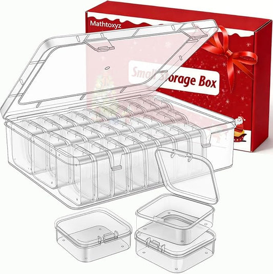 Mathtoxyz Bead Organizer Box, 31Pcs Small Beads Organizers and Storage Plastic Cases Mini Clear Dimond Storage Containers Boxes with Hinged Lid and Rectangle for Bracelet Making DIY Jewelry Craft Nail