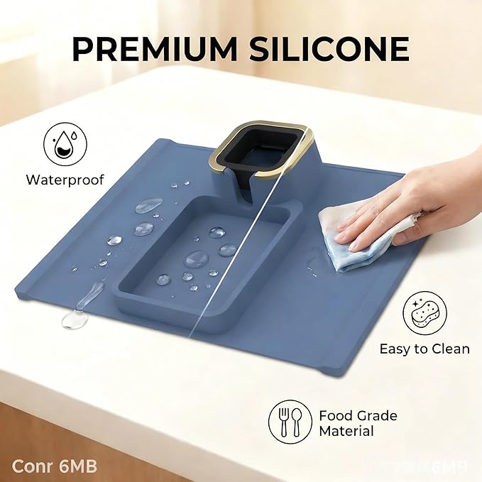 Luxury Gold Trim Couch Cup Holder Tray - Weighted Silicone Anti-Spill Sofa Armrest Organizer, Non-Slip Recliner Tray Table for Drinks, Remote, Phone - Fits Most Couch Arms, Home Gift