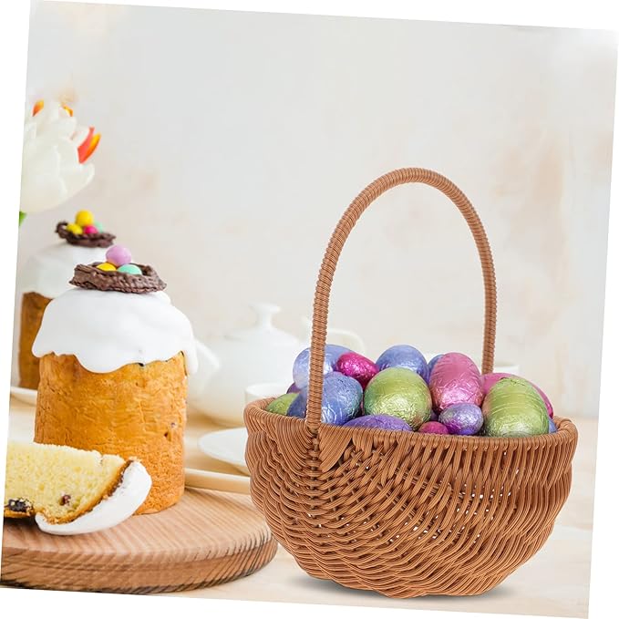 Luxshiny 4pcs Rectangular Mini Easter Basket Woven Storage Holder with Handle for Candy Cookies and Home Decoration for Boys and Girls and Friends Adds Natural Atmosphere