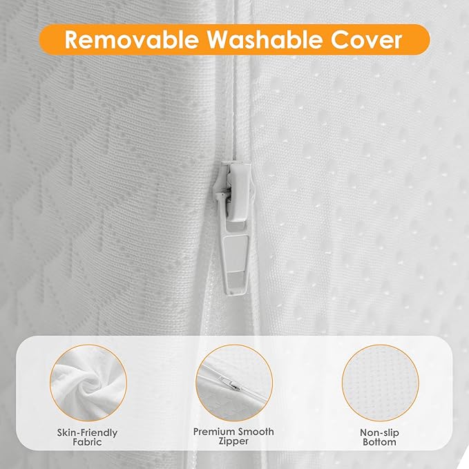 Ruqmuis Wedge Pillow for Sleeping, 12" Bed Wedge Pillow for Headboard, Triangle Incline Wedges for Acid Reflux, Pillows Wedge for Back Pain Relief, Elevated Leg Pillows After Surgery, Snoring, White