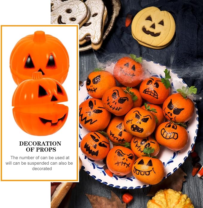 Cabilock 12pcs Halloween Pumpkin Containers Small Plastic Pumpkin Storage Box Bulk Mini Pumpkins Props Trick or Treat Candy Case Container for Halloween Decoration Party Supplies