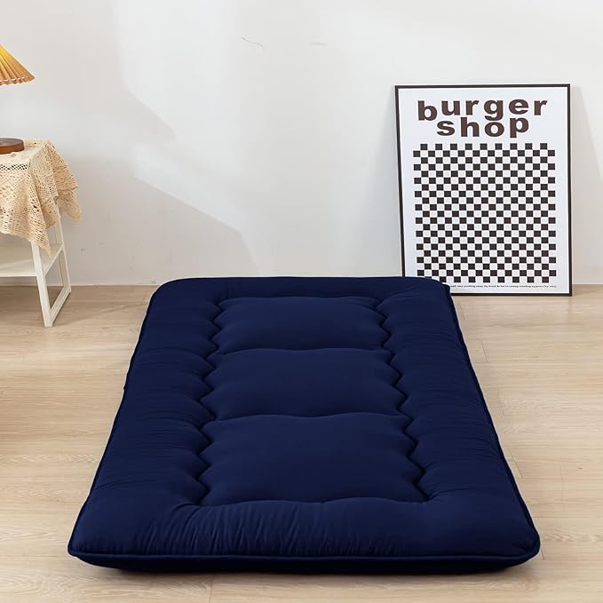 MAXYOYO Cot Japanese Floor Futon Mattress, Single Size Tatami Mat Sleeping Pad Foldable Roll Up Boys Girls Narrow Mattress