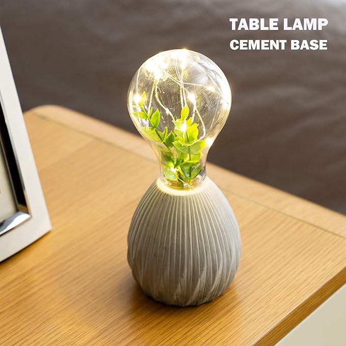 walsport Table Lamp Edison Bulb Night Lights, Concrete Cement Grey Base Nightstand Bedside Lamp, Industrial Minimal Style for Cafe Shop Home Decor Christmas Birthday Gift