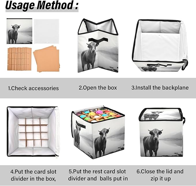 Kigai Highland Cow Christmas Ornament Storage Box with Zipper & Adjustable Dividers Holiday Ornament Organizer Xmas Storage Container, 64 Balls