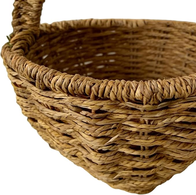 Easter Bunny Wall Basket, 15.8x7.9x3.9 Inch Natural Wicker Woven Rattan Porch Wall Pocket With Rabbit Ears, Decorative Storage Basket, Farmhouse Spring Home Decor