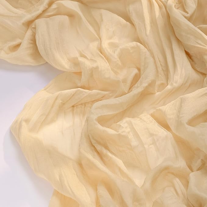 Socomi 2pcs Gold Champagne Cheesecloth Table Runner Easter Spring Boho Rustic Gauze 120 inch 10FT Cheese Cloth Runner for Wedding Party Baby Shower Birthday Home Decor Holiday Decorations