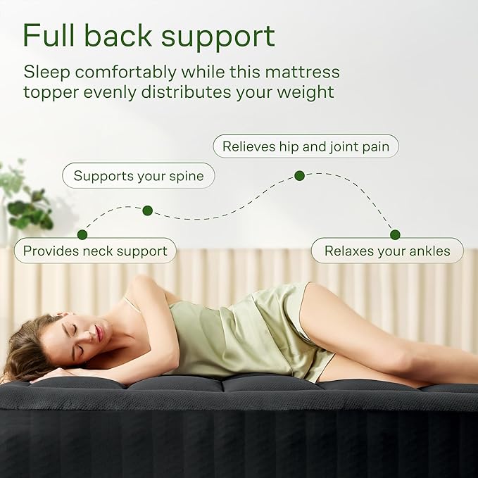 Niagara Ultra Soft Full Size Mattress Topper - Viscose Made from Bamboo Pillow Top Mattress Pad for Back Pain Relief - Naturally Cooling for Hot Sleepers, fits 6-18" Mattress, 600GSM, Black