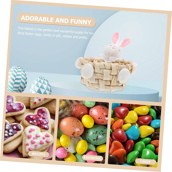 STOBAZA Lovely Bunny Storage Basket Color Easter Ornament for Home Decor Woven Design for Party Props and Egg Storage Adds Festive Charm to Any