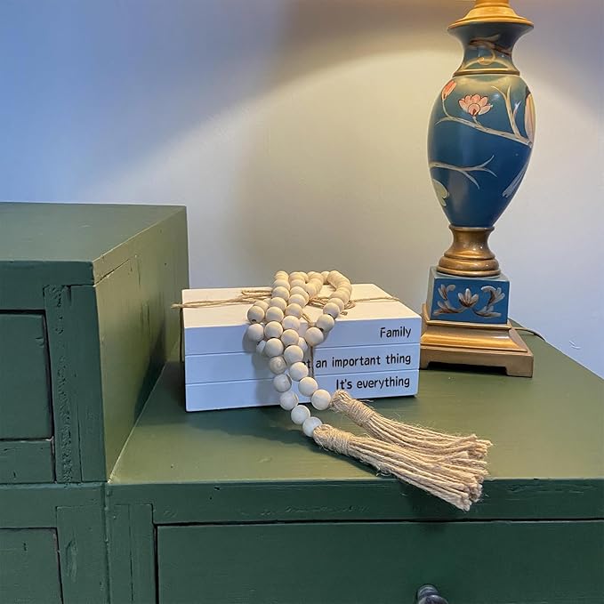 Decorative Books for Home Decor, White Faux Books for Decoration, Rustic Farmhouse Stacked Display Books (Family)