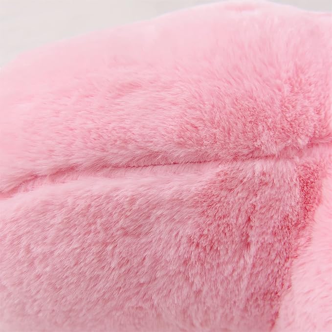 Aimuan Reading Pillow Bed Rest Pillow with Arms Rabbit Fur Cushion for Adults Teens Incline Rest Sitting up & Sleeping Snoring Pillow with Pregnancy Lumbar Back Support (Standard, Pink)