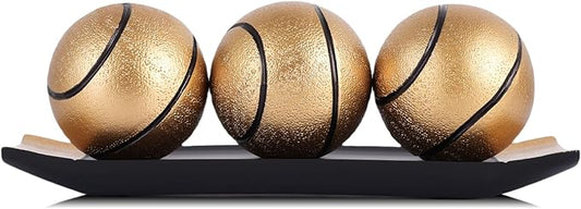 Small Decorative Tray and Orbs Balls Set,Gold Decorative Balls with Centerpiece Bowls for CoffeeTable,Living Room,TV Stand,Center Pieces Decoration for Table,Centro de Mesa de Comedor (Black Gold)
