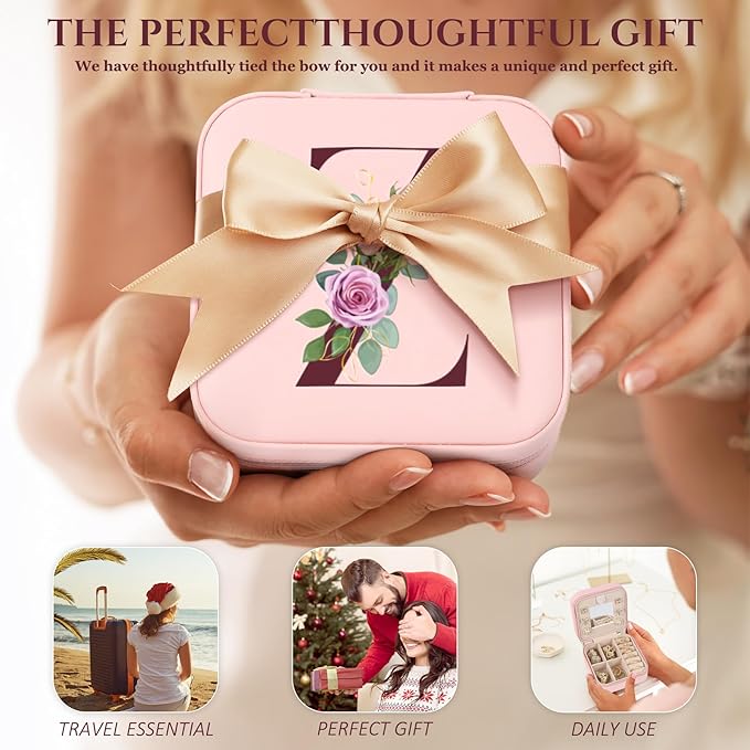 MFXIP Easter Basket Stuffers for Teens Essentials, Valentines Day Christmas Stocking Stuffers for Women Teen Girl Gifts Trendy Stuff Travel Jewelry Box Case Organizer Personalized Birthday Gifts