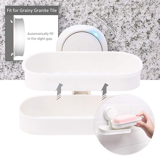 TAILI Shower Caddy Suction Cup & Toothbrush Holder & Soap Holder Heavy Duty Bathroom Shower Organizer