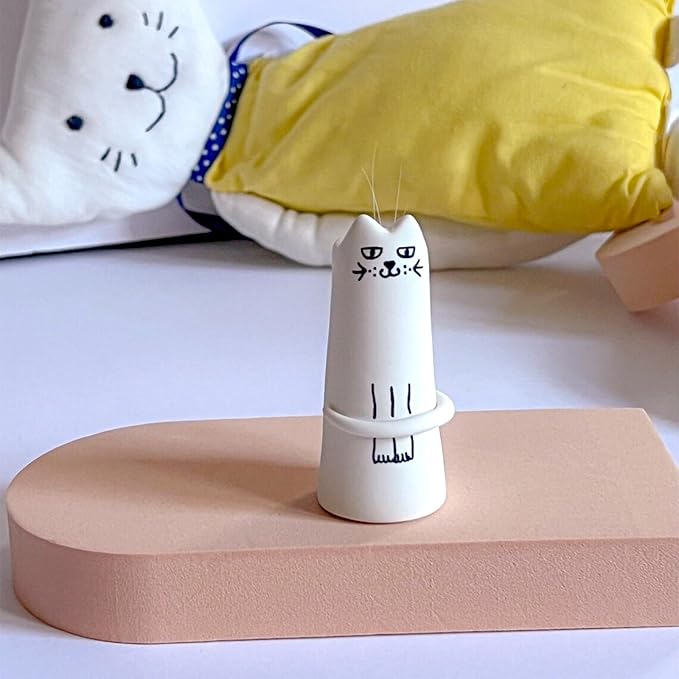 MOUGIGI Set of 5 Cat Flower Vase Bud Ceramic Small Cute Mini Handmade Decor - Unique Modern Tiny Wedding Party Birthday Gift - Bulk Trendy Pretty Little Vases