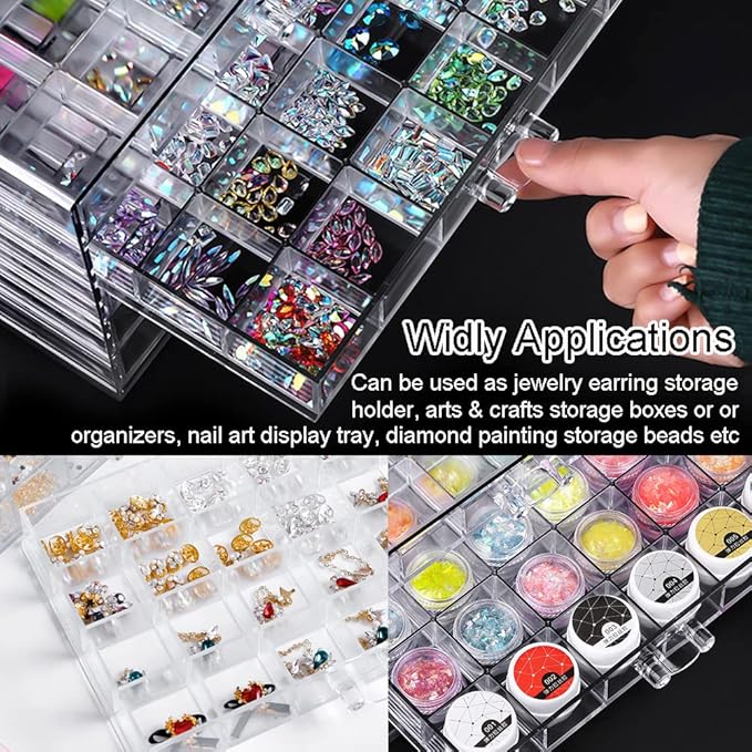 YUFONG Earring Storage Box Organizer, Acrylic Jewelry Storage Box Holder 5 Drawers Transparent Jewelry Display Stand with 120 Small Compartments Gift Boxes for Women Girls (Clear)