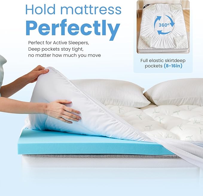 DUMOS Dual Layer 4 Inch Mattress Topper, Memory Foam Mattress Topper - 2 Inch Gel Memory Foam and 2 Inch Pillow Top Mattress Cover for Back Pain, Topper with 8-16 Inch Deep Pocket, California King