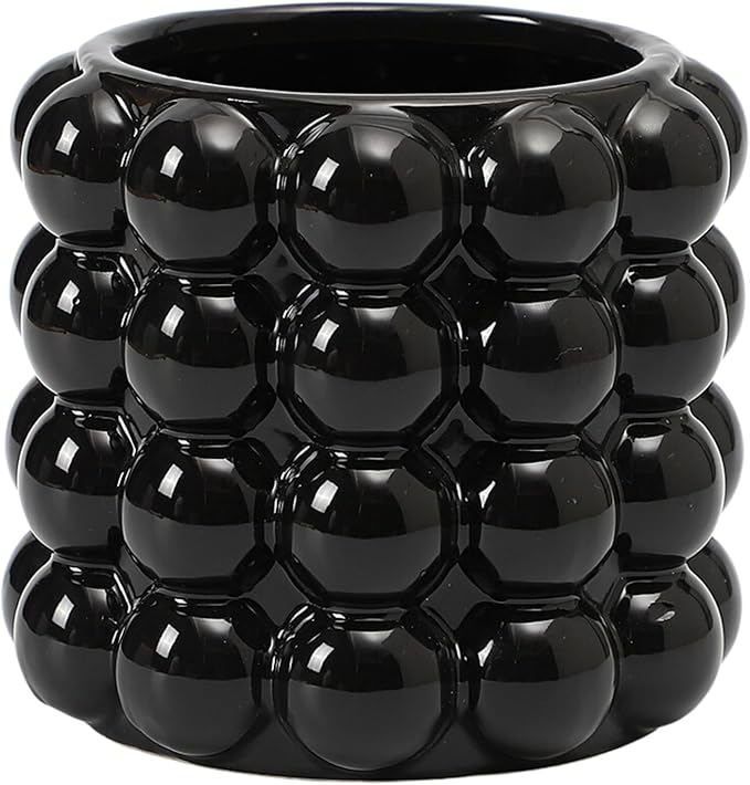 Bubble Vase, Black Ceramic Vase for Flowers, Boho Vases for Home Decor, Decorative Vases for Living Room, Office, Bathroom, Shelf, Fireplace, Farmhouse, Coffee Table, 5 Inches