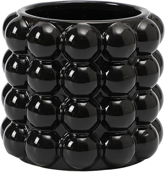 Bubble Vase, Black Ceramic Vase for Flowers, Boho Vases for Home Decor, Decorative Vases for Living Room, Office, Bathroom, Shelf, Fireplace, Farmhouse, Coffee Table, 5 Inches