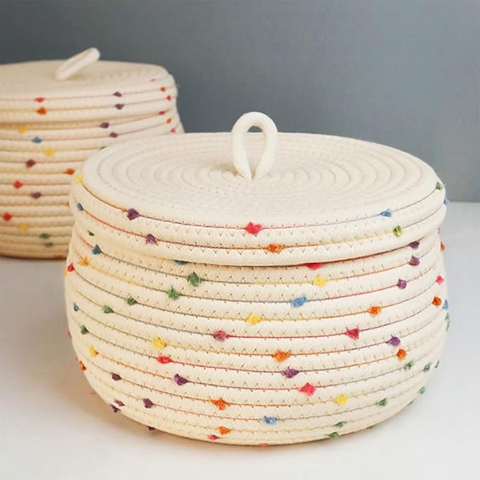 Cotton Thread Christmas Tree Storage Basket With Cover Organization For Makeup Toy Organizer Holder Woven Storage Baskets For Organizing