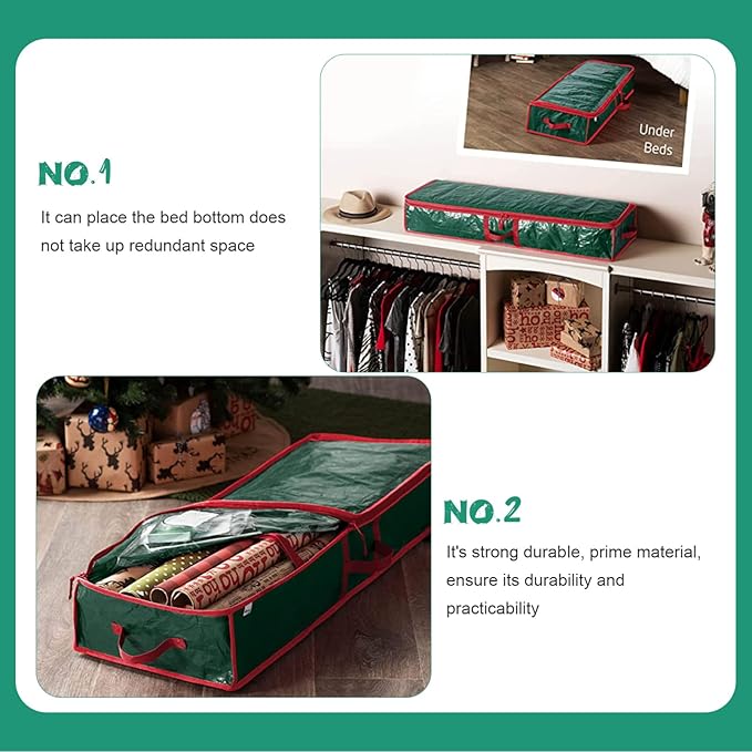 Wrapping Paper Storage Bag Xmas Wrap Organizer Multiple Pockets for Under Bed Wardrobe Storage for Crafts and Sundries Design for Holiday Present Wrapping