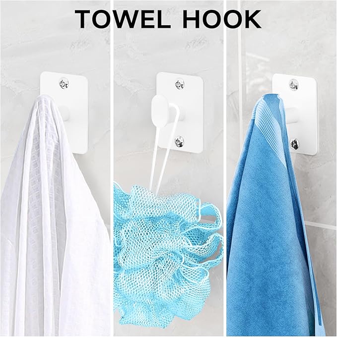 KLJKPA Bathroom Accessories Set, 4 Pieces White Bathroom Hardware Set, 24 inch Towel Bar, Towel Racks for Bathroom, Robe Towel Hooks, Toilet Paper Holder Wall Mounted