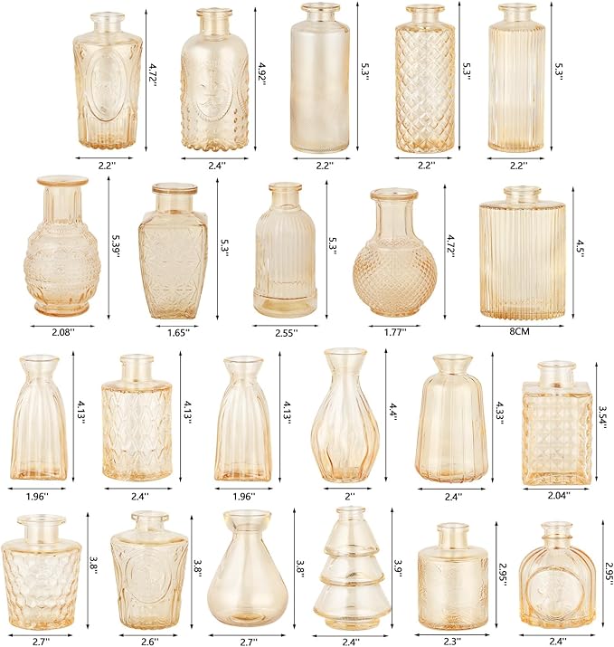RUCKACE Bud Vases in Bulk 22 Gold Glass Small Vases Flower Vase for Centerpiece Table Wedding Decorations Home Decor Party