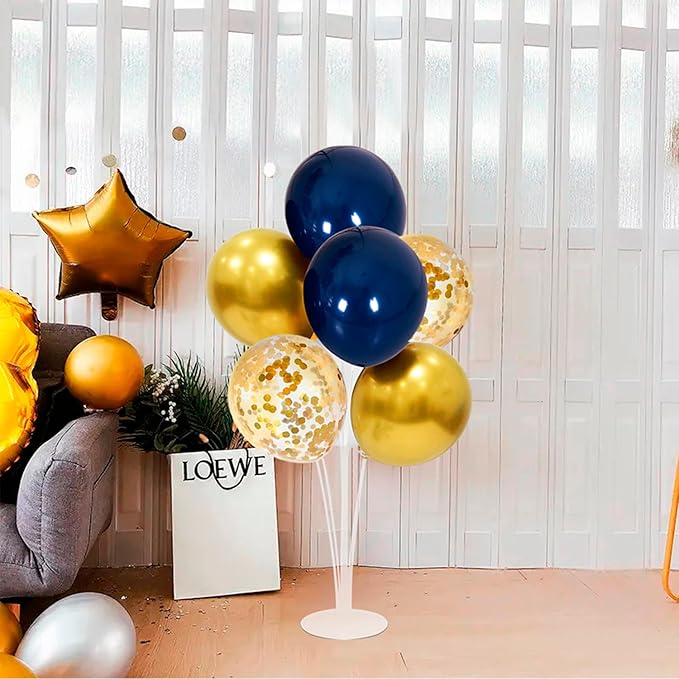 ZJDHPTY 4 Set Blue Gold Balloon Stand Balloon Centerpieces Table Decorations for Birthday Wedding Anniversary Retirement New Years Graduation Decorations Class of 2026