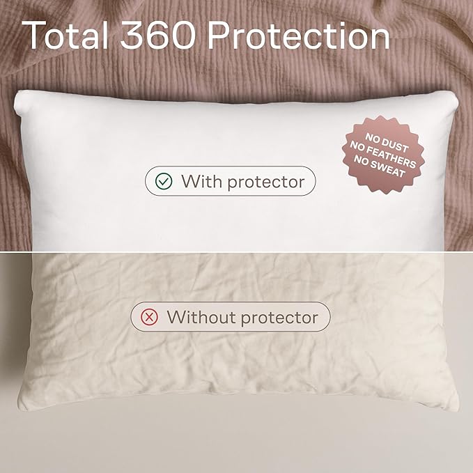 Ultra Soft Pillow Protectors with Zipper King Size - Set of 2 Breathable Pillow Covers - 100% Protection Against Stains, Dust & Dirt - Machine Washable (White)