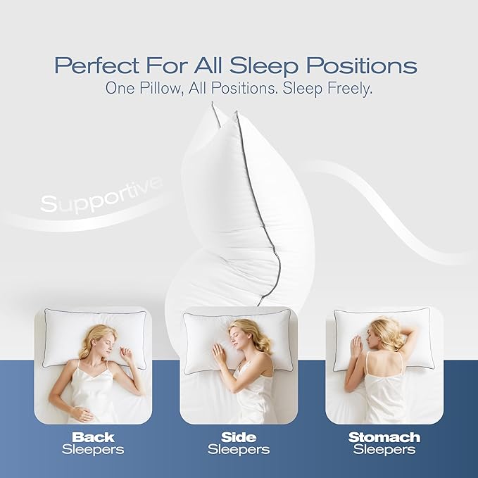 King Size Pillows Set of 4, Ultra Thick Down Alternative Bed Pillows,Cooling Hotel Quality King Size Pillows for Back, Stomach or Side Sleepers,Machine Washable (White,4 Pack)