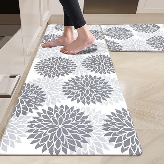 HEBE Anti Fatigue Kitchen Rugs Sets of 2, Non Slip Kitchen Mats for Floor, Waterproof Cushioned Comfort Standing Carpet for Kitchen Sink, Home Office, Laundry Room