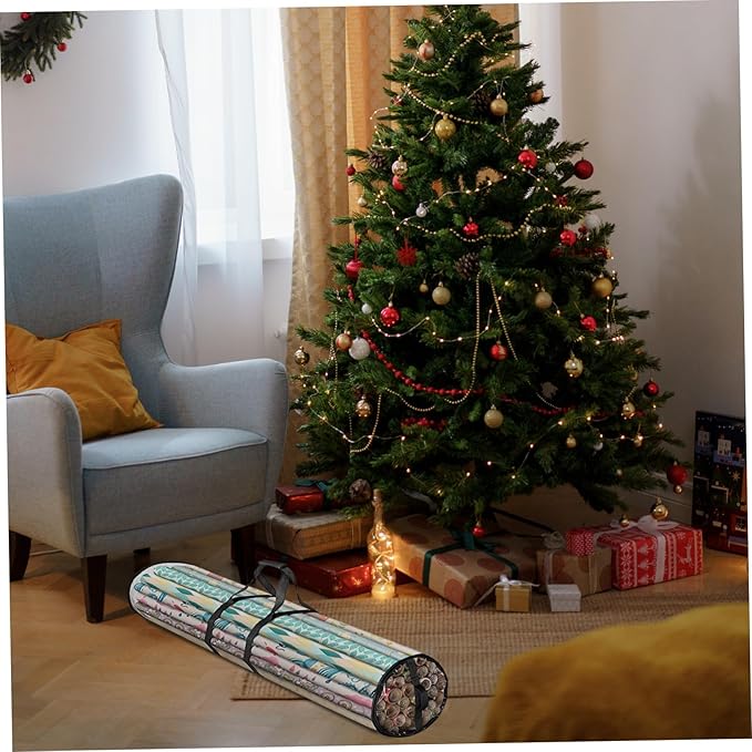 Wrapping Paper Storage Bag Portable Organizer Zipper Tear Resistant Present Wrap Storage for Christmas Under Bed Attic Use