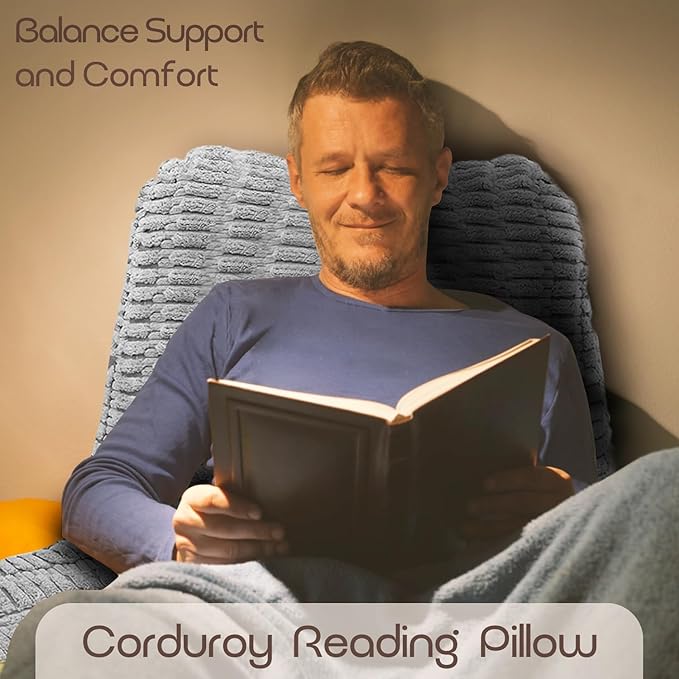 Reading Pillows for Sitting in Bed Adult, Back Rest Pillow for Sitting Up in Bed and Couch, Back Support Chair Pillow Support for Adult Backrest Pillows for Reading (Dark Grey 21 Inch)