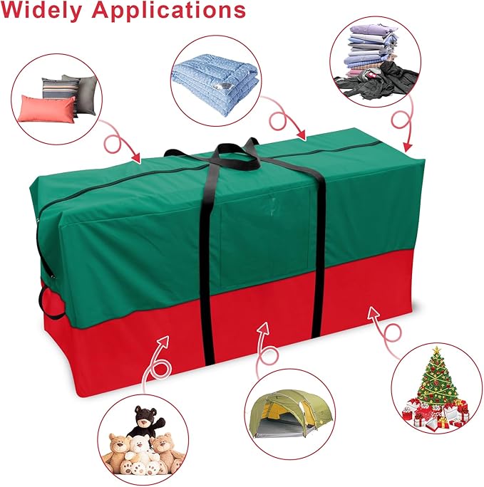 Christmas Tree Bag,Fits Up 8 Ft Tall Artificial Trees,600D Oxford Material,Heavy Duty Tree Bag,Dampproof Storage Bag with Durable Reinforced Handles & Dual Zipper&Transparent Pocket