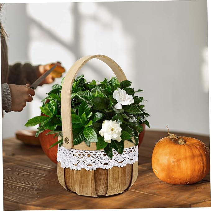 Mobestech 1Pc Halloween Woven Storage Basket Pumpkin Design for Candy Treats Halloween Prop for Parties