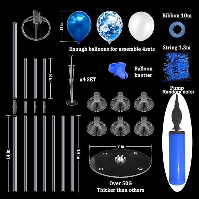 ZJDHPTY Blue Balloon Stand Centerpiece Table Decorations for Men's Birthday Father's Day Retirement Graduation Decorations Class of 2026 New Years Eve (Blue set4)