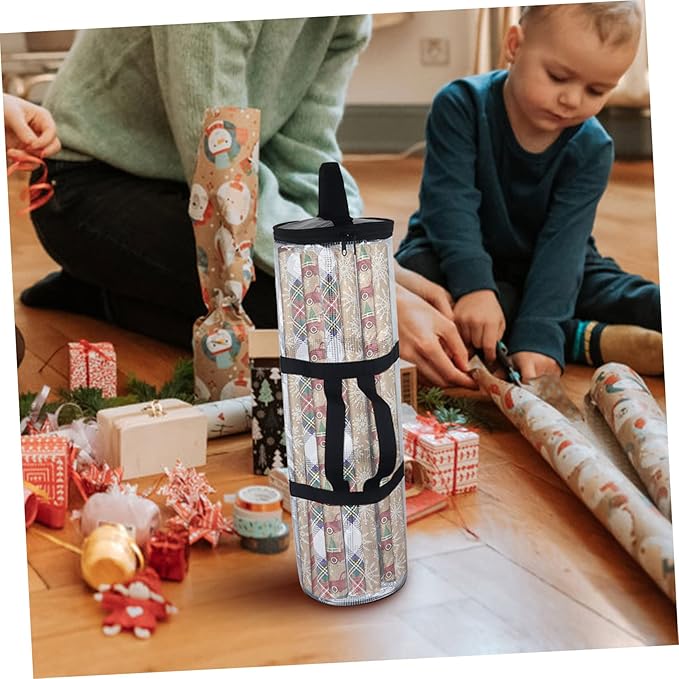 FOMIYES Christmas Wrap Organizer Storage Bag for Wrapping Paper and Ribbons Transparent Zipper Closure Design for Holiday Storage for under Bed Closet