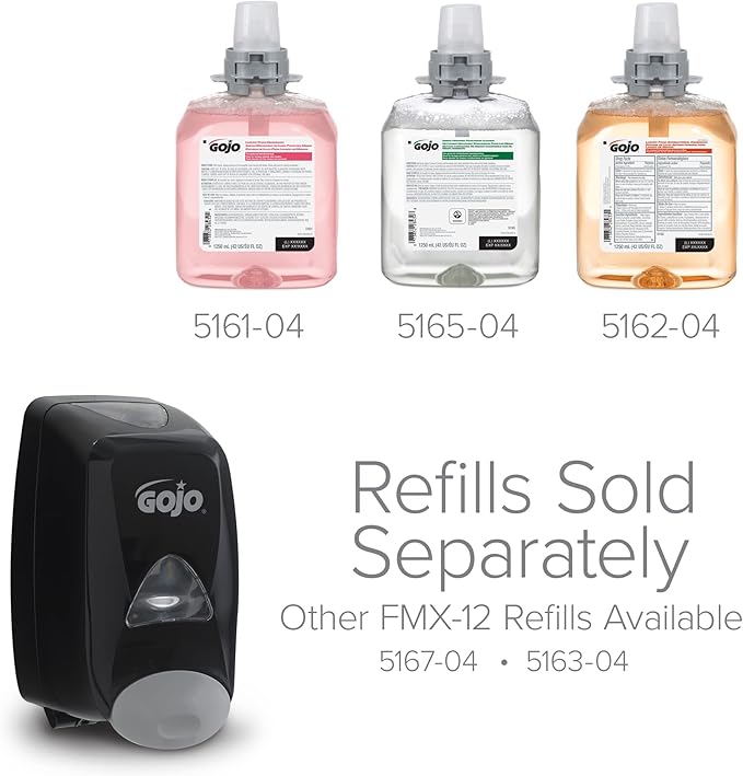 GOJO FMX-12 Push-Style Foam Soap Dispenser, Black, for 1250 mL FMX-12 Foam Soap Refills (Pack of 1) - 5155-06