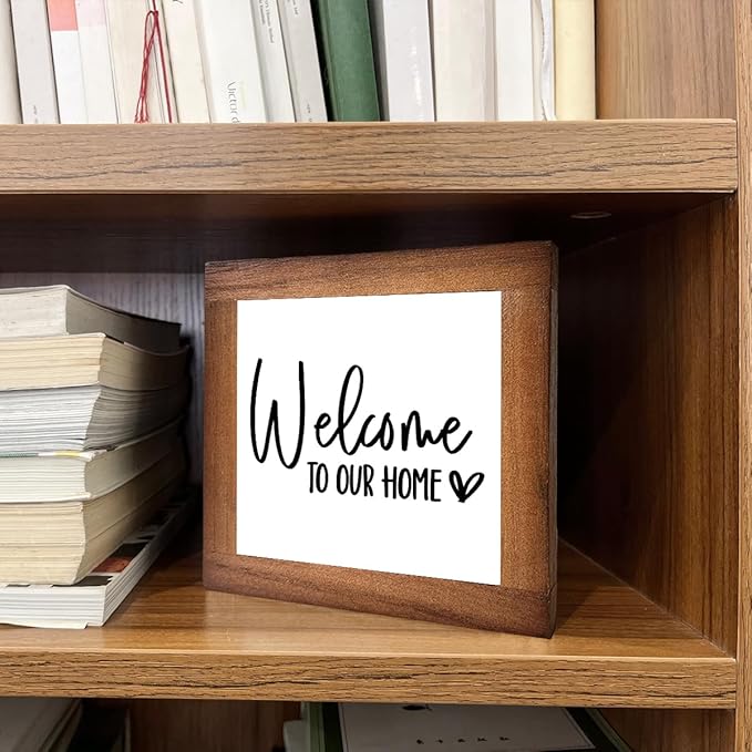 Welcome Sign, Wooden Box Signs for Home Decor, Freestanding Welcome Sign, Farmhouse Entryway, Front Door, Porch, Housewarming Tabletop, Welcome To Our Home (C3)
