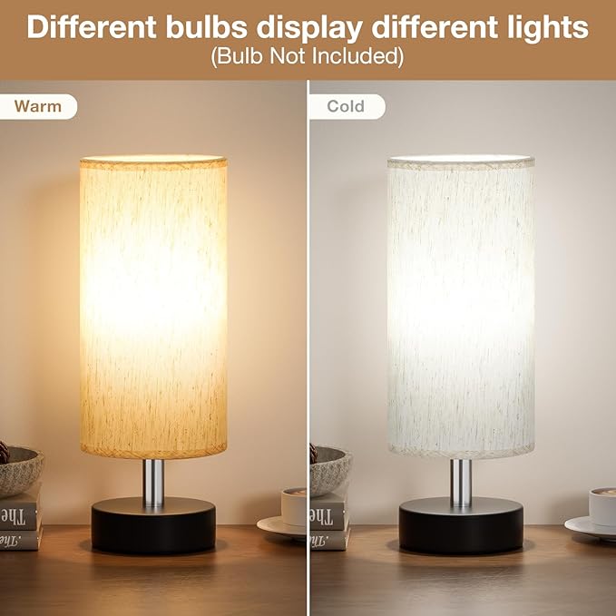 PartageiZ Small Table Lamp for Bedroom - Bedside Lamps for Night Stands, Minimalist Nightstand Light Lamp, Desk Lamps for Living Room, Office, Dorm