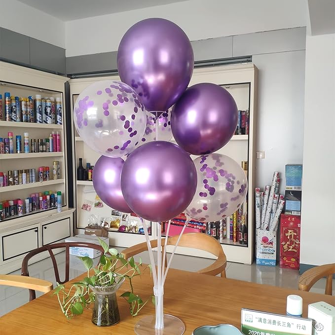 ZJDHPTY Purple Balloon Stand Centerpiece Table Decorations for Birthday Bridal Shower Wedding Engagement Mother's Day Graduation Halloween Party Decorations New Years Eve 2026(Purple set4)