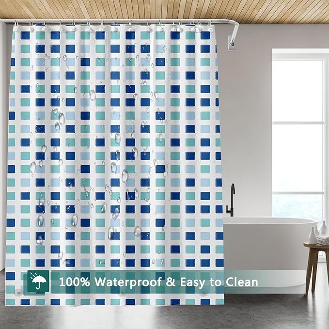 Shower Curtain Liner, 100% Waterproof Peva Shower Curtains with 3 Duty Heavy Bottom Magnets and 12 Rust Proof Grommets, 72x72 Weighted Shower Liner for Shower Stall, Bathtubs