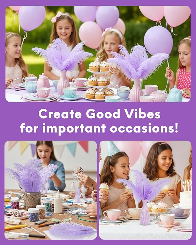 30pcs Light Purple Ostrich Feathers Natural Bulk 11-14inch(28-35cm) Vase Craft Wedding Home Party Centerpieces Christmas Day Decoration