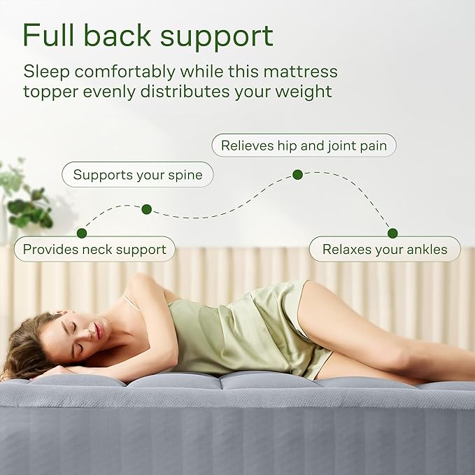 Niagara Ultra Soft Full Size Mattress Topper - Viscose Made from Bamboo Pillow Top Mattress Pad for Back Pain Relief - Naturally Cooling for Hot Sleepers, fits 6-18" Mattress, 600GSM, Gray