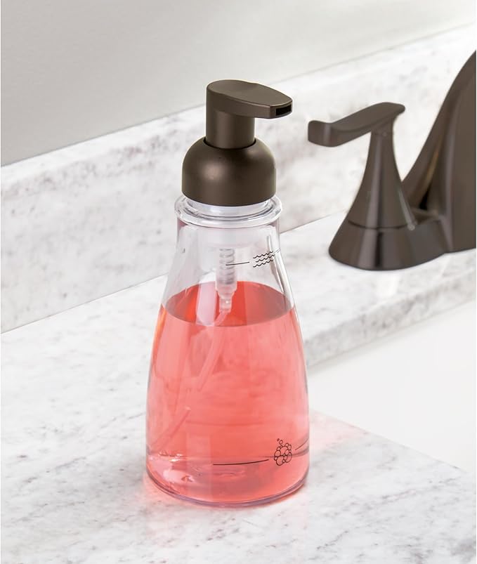 iDesign Refillable Foaming Soap Dispenser for Kitchen or Bathroom Vanity - Clear/Bronze