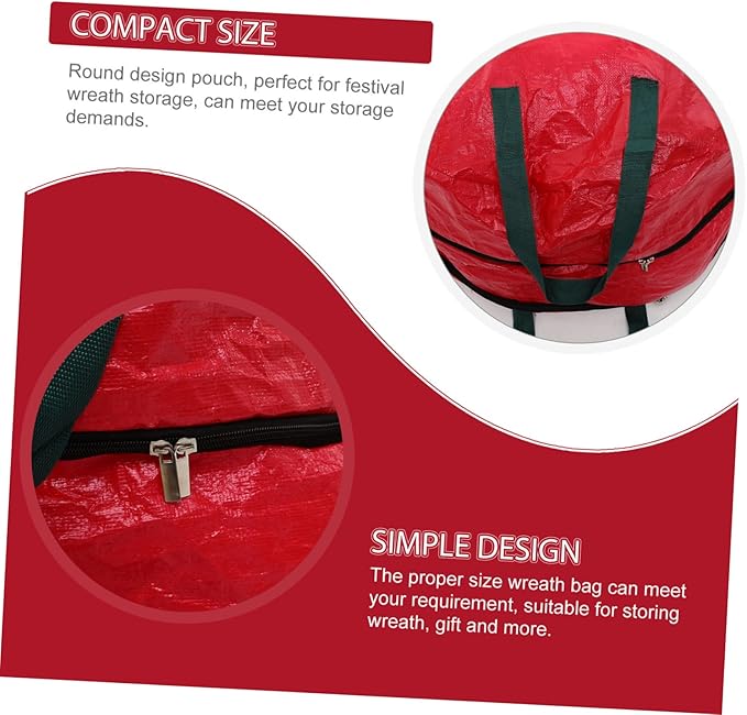 Garneck 4pcs Double Wreath Storage Bag Zippered Organizer Pouch with Carry Straps for Holiday Wreath Decoration Storage