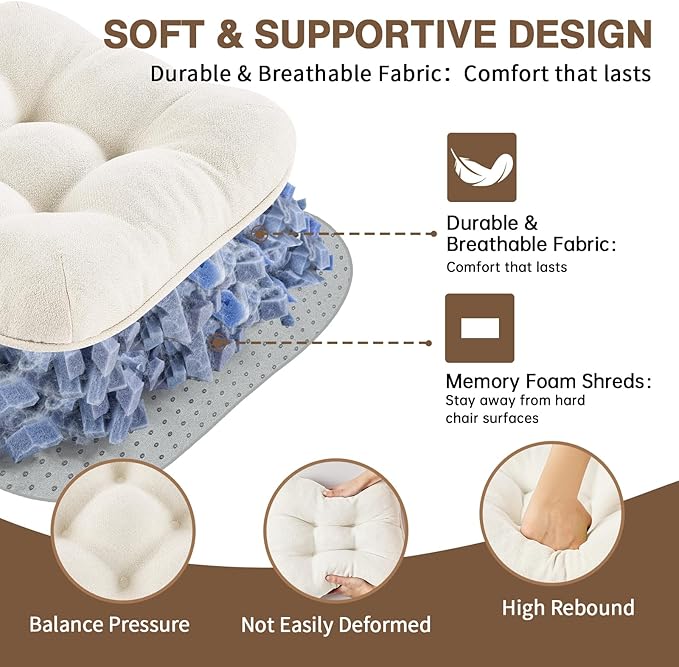 BETU White Chair Cushions for Dining Chairs Set of 2,3.5" Thick Kitchen Table Chair Pads with Ties,Non Slip Backing and Covers, Seat Cushion for Dining Room,Bar,Patio Chairs,16"X16"X3.5",White