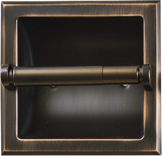 SENTO Recessed Oil Rubbed Bronze Toilet Paper Holder, Wall Mounted Heavy Duty Metal Toilet Paper Roll Holder with Rear Mounting Bracket, in Wall, Easy Installation, Oil-Rubbed Bronze