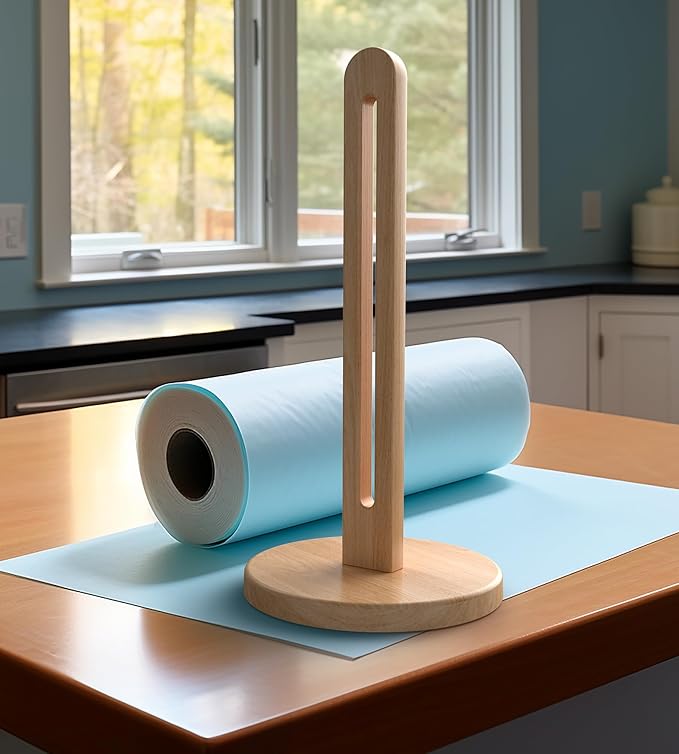 Wooden Paper Towel Holder Stand for Jumbo Roll - Stylish Kitchen Paper Rack Bathroom Towel Roll Stand Organizer, UB, Solid Wood Simply Standing Countertop Paper Roll Holder, Standard