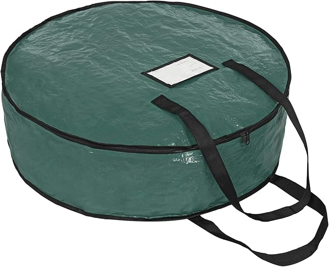 ProPik Christmas Wreath Storage Bag 36" - Garland Holiday Container with Tear Resistant Material - Featuring Heavy Duty Handles and Transparent Card Slot - 36” X 8” (Green)